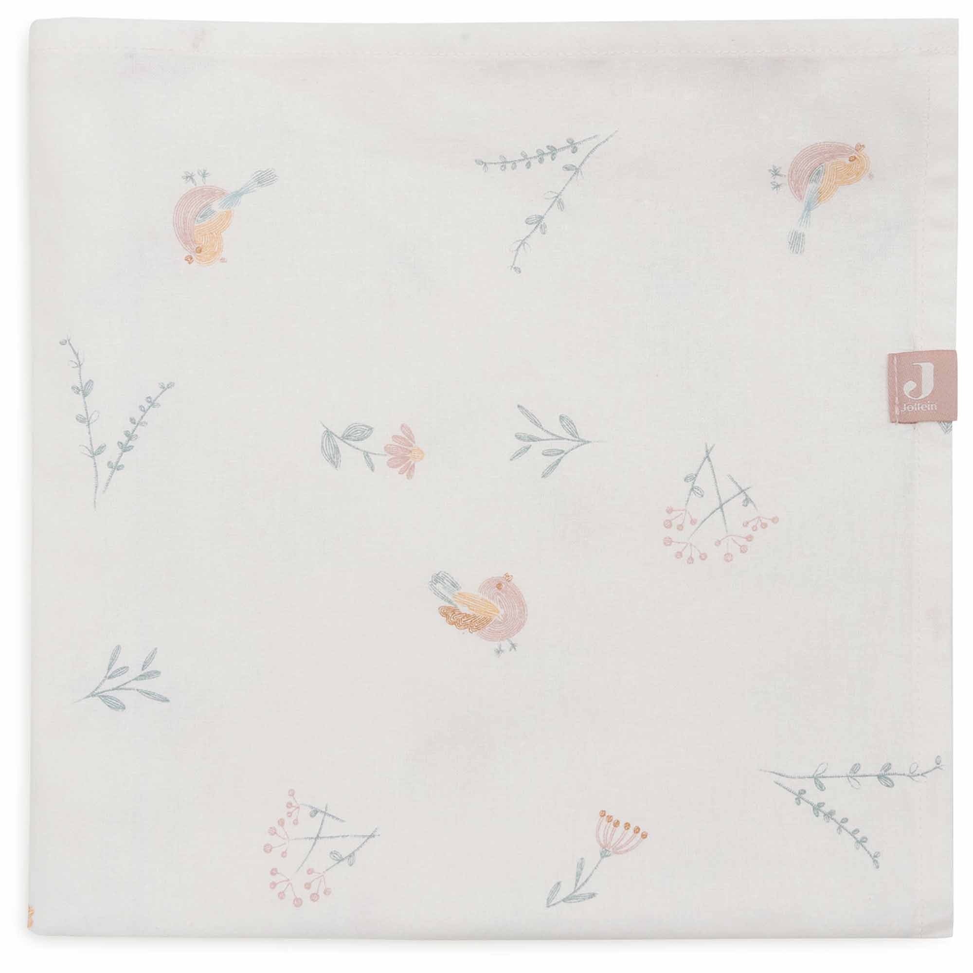 Jollein wieglaken lovely birds wit