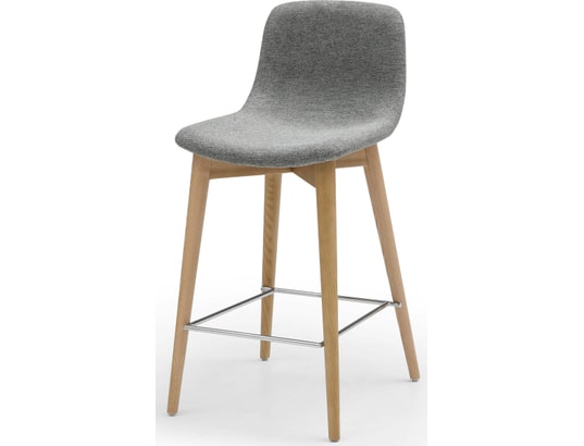 CONCEPT1 - Tabouret de bar Lot de 2 T. Katy gris clair tissu (plan)