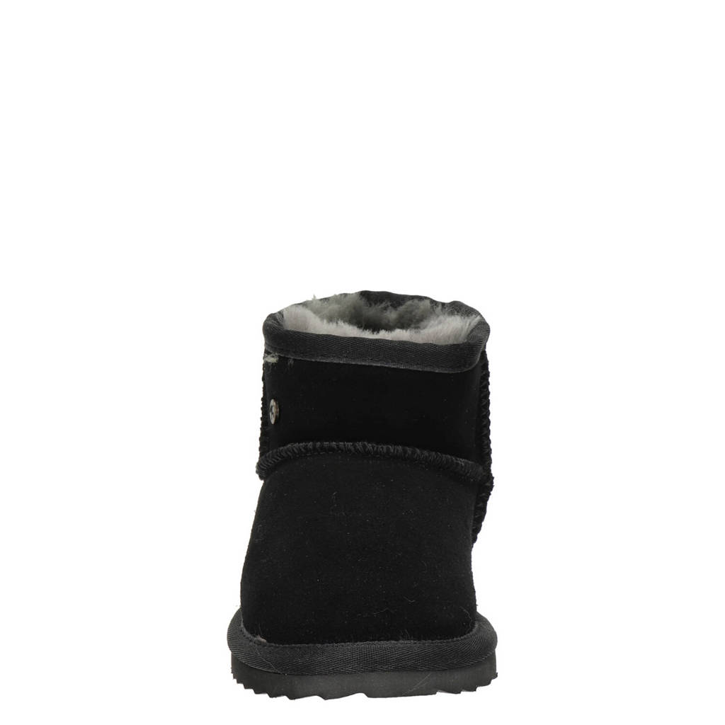 Warmbat Australia Wallabygevoerde suède enkelboots zwart