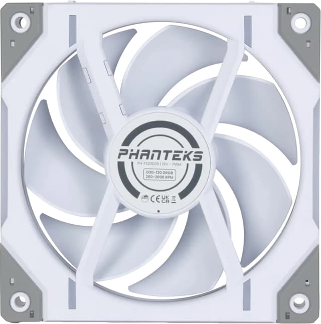 Phanteks D30 Reversed Airflow DRGB 120mm PWM-blæser (hvid/3-pakke)