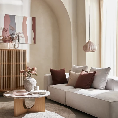 Nordstrom sofa med pufafslutning