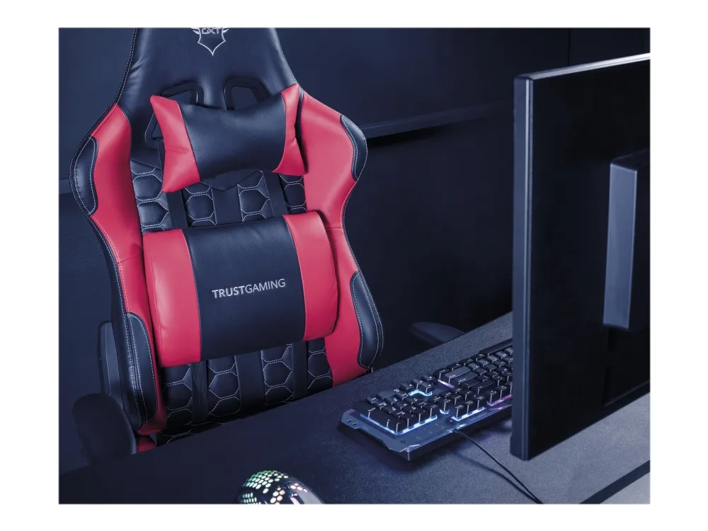 Trust Gaming GXT 708R Resto - Spillestol - ergonomisk - armstøtter - vippe - drejeled - metalramme, polyuretan-læder, elastisk stof - rød