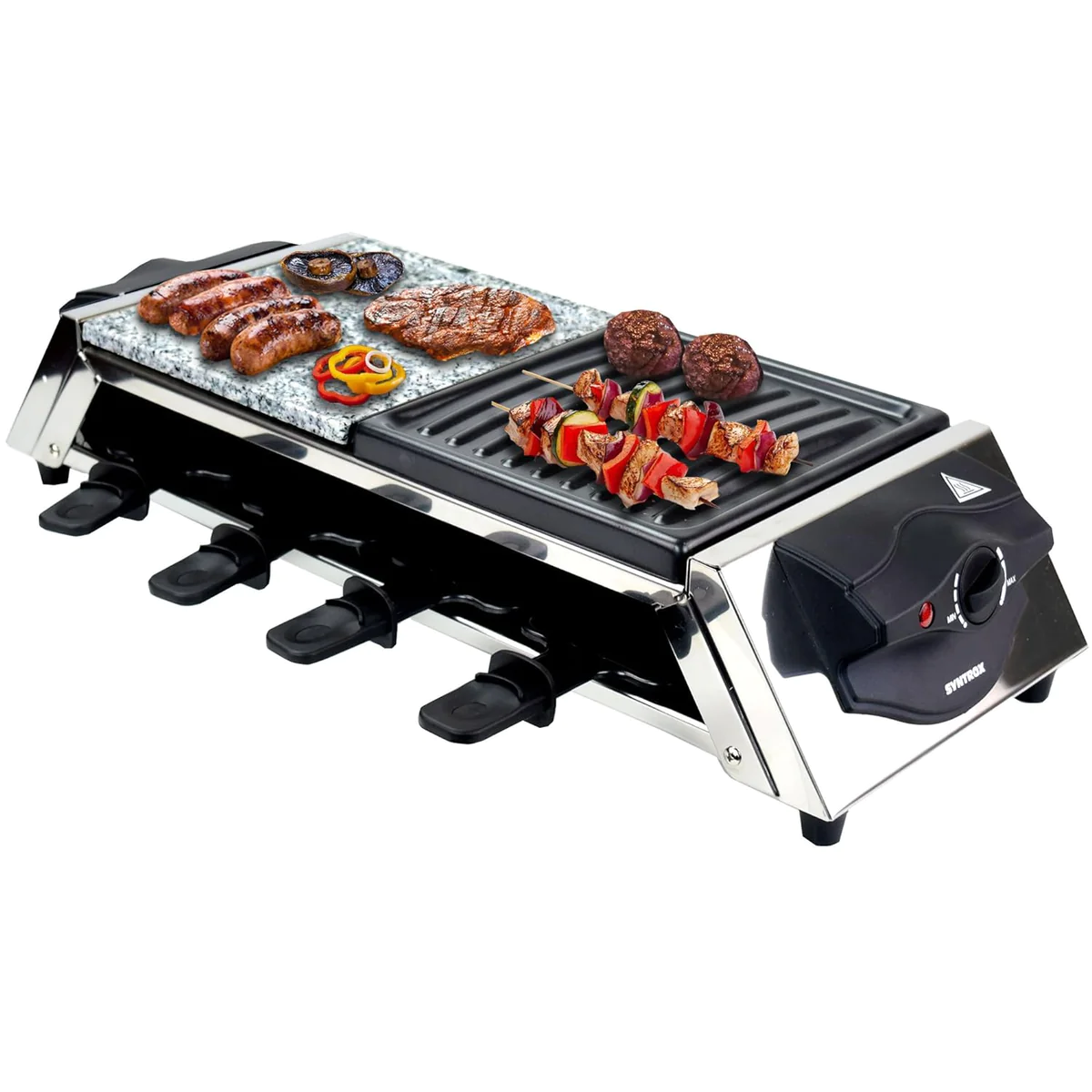 Raclette en acier inoxydable pour 8 personnes avec plaque de cuisson e