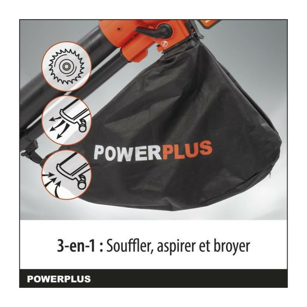 Aspirateur souffleur broyeur a batterie 40v powdpg75270 - moteur brushless - livré sans batterie ni chargeur