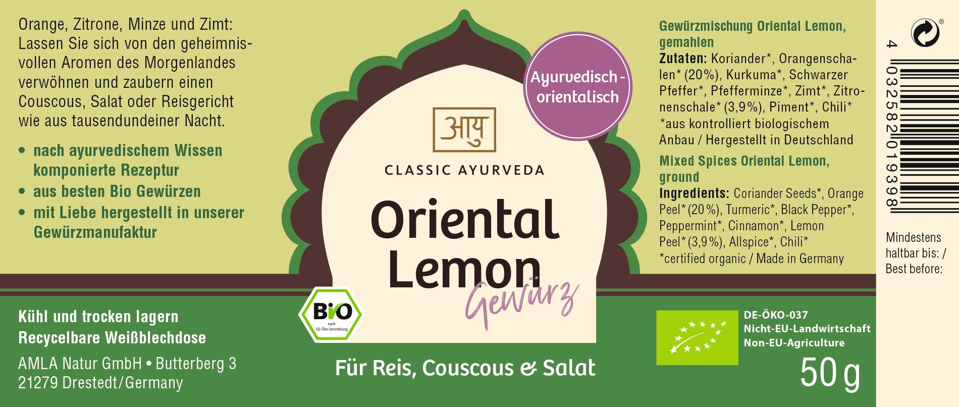 Classic Ayurveda - Oriental Lemon Garden Gewürzmischung