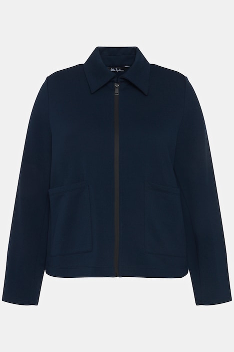 Sweatjacke, kurz, Hemdkragen, Reißverschluss