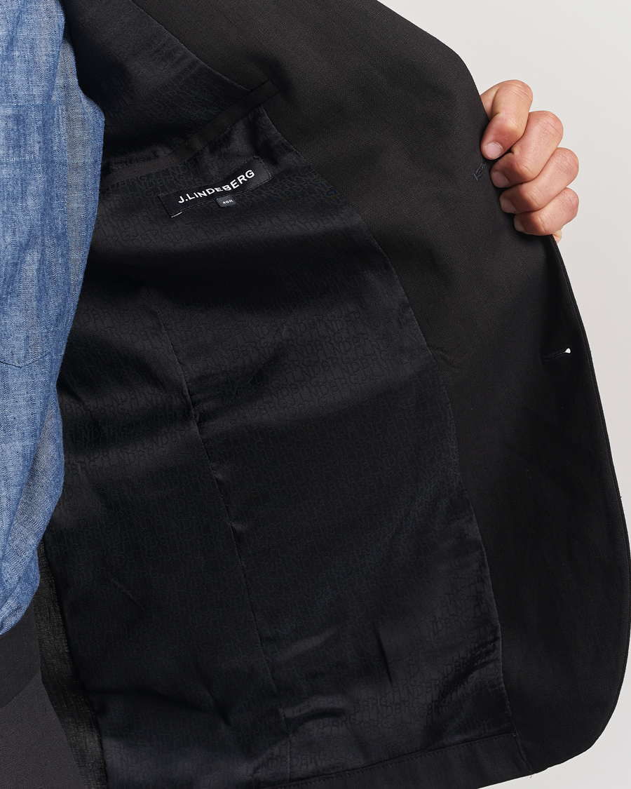 J.Lindeberg Alban Unlined Super Linen Blazer Black