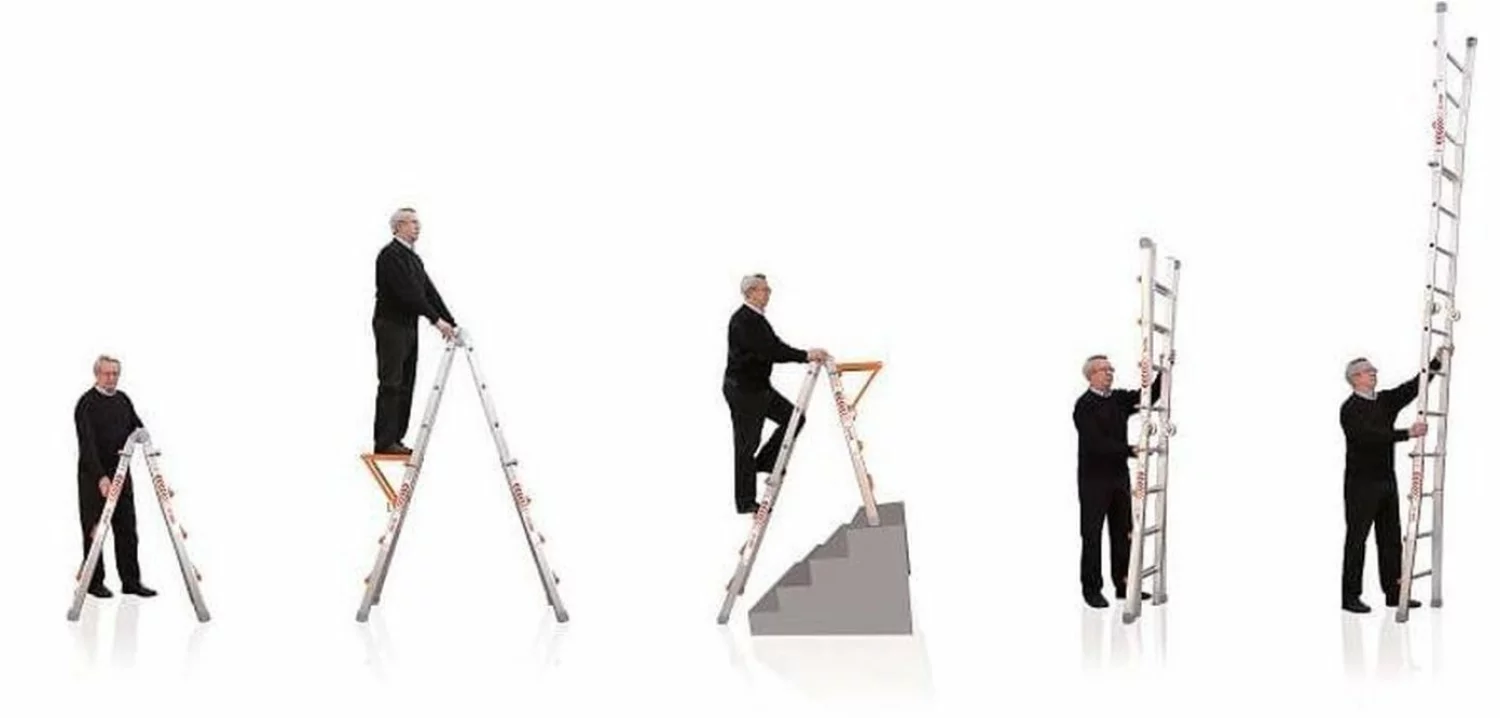 Little Jumbo Waku Model | Telescopische vouwladder - max. werkhoogte 4.6m - 4x4 sporten