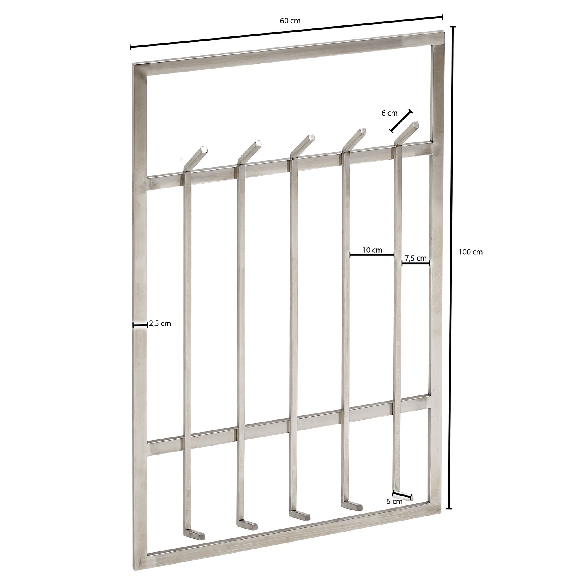 Wandgarderobe FineBuy Garderobe Metall 100 cm Silber Flur Hakenleiste Paneel
