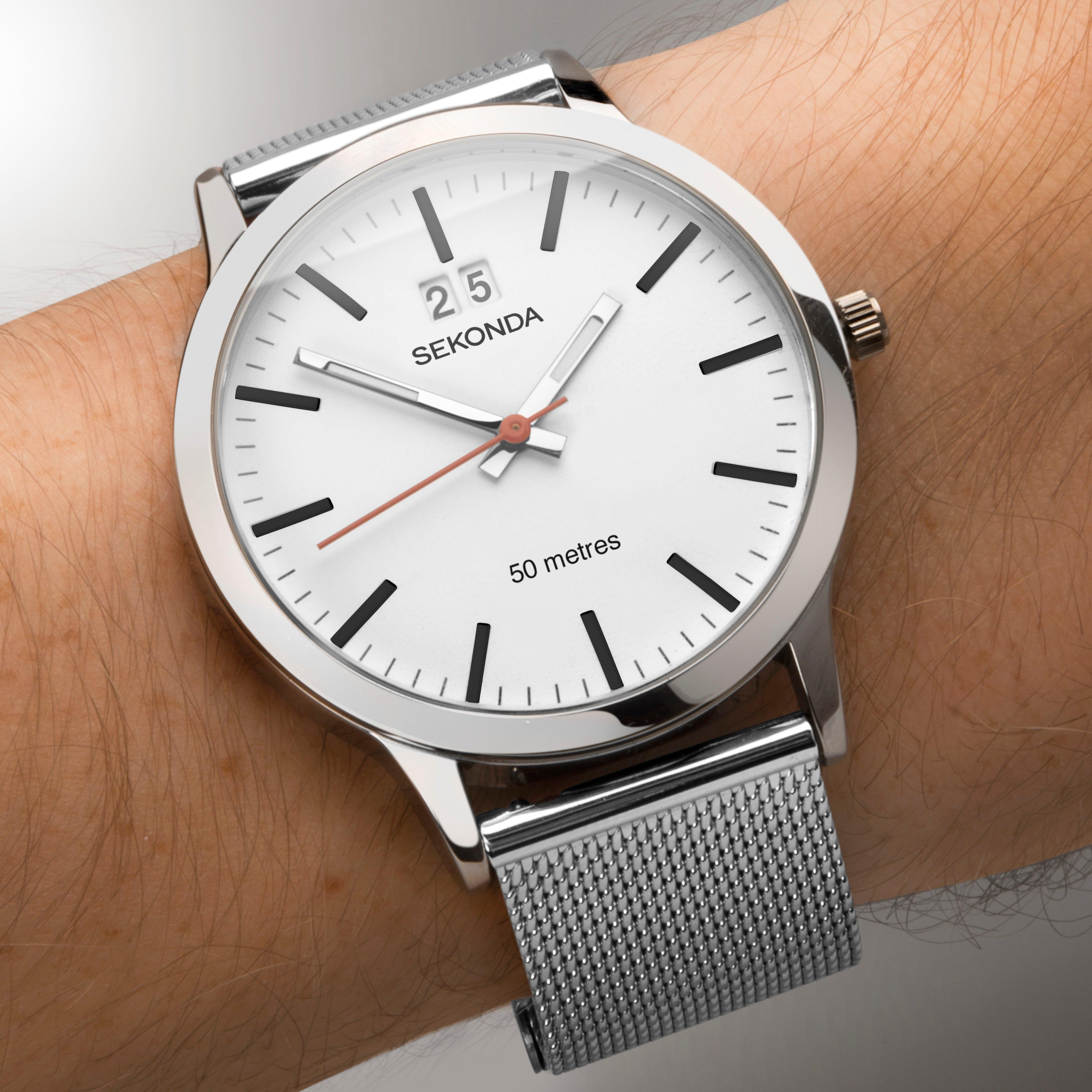 Sekonda Nordic 40mm Silver Watch Round Case White Dial