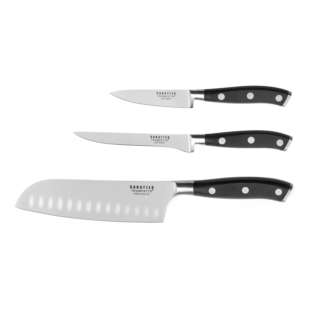 Vulcano - Set 3 couteaux de cuisine Sabatier Trompette