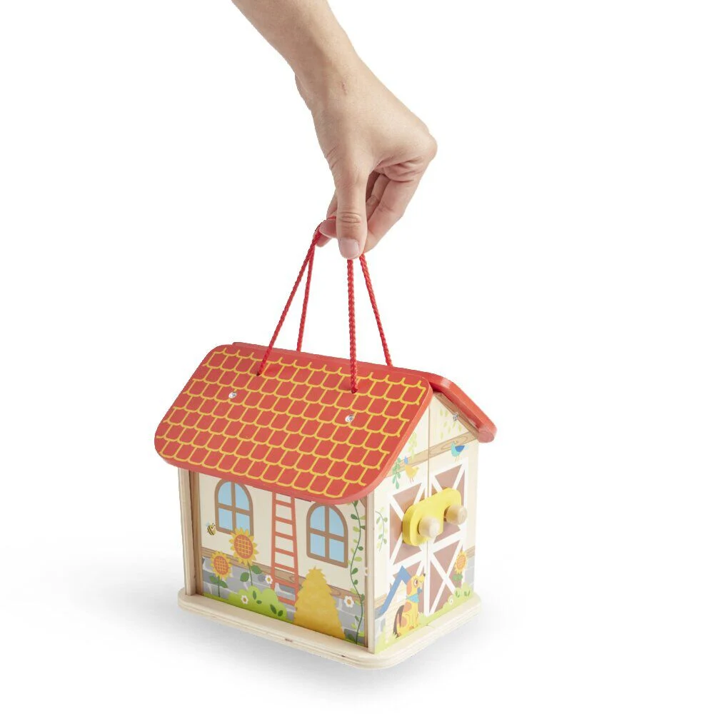 Ferme ou hôpital ou caserne de pompiers pliable en bois 20,5x17,5xH19cm