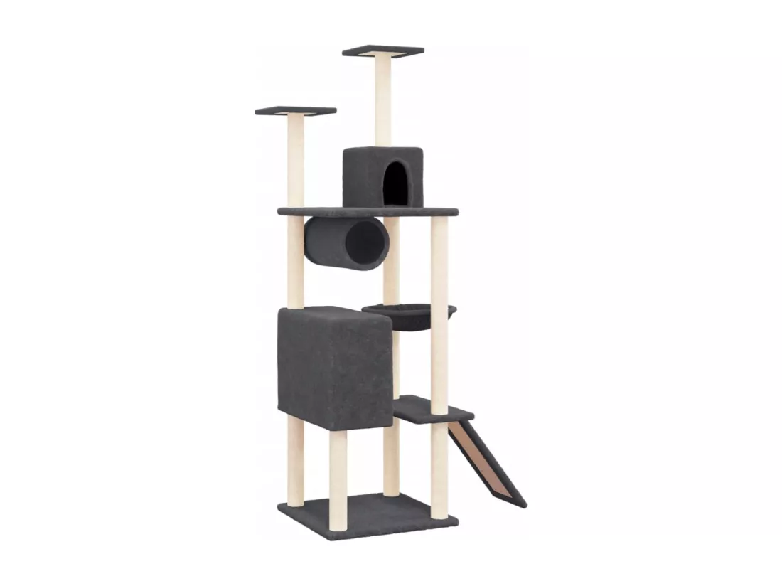 Arbre à chat avec griffoirs en sisal Gris foncé 168 cm
