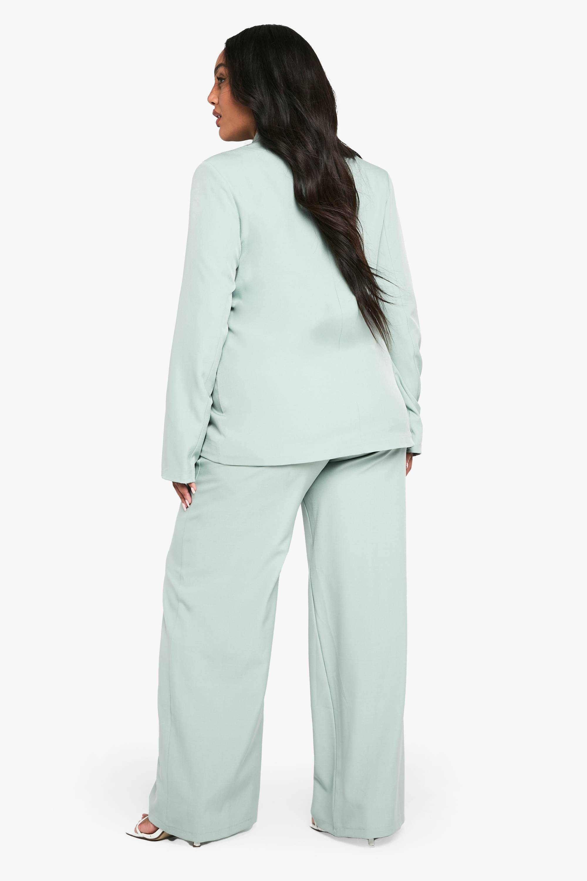 boohoo Plus Pantalon Grande Taille Tissé, Sur Mesure, Élastiqué et à Jambes Larges