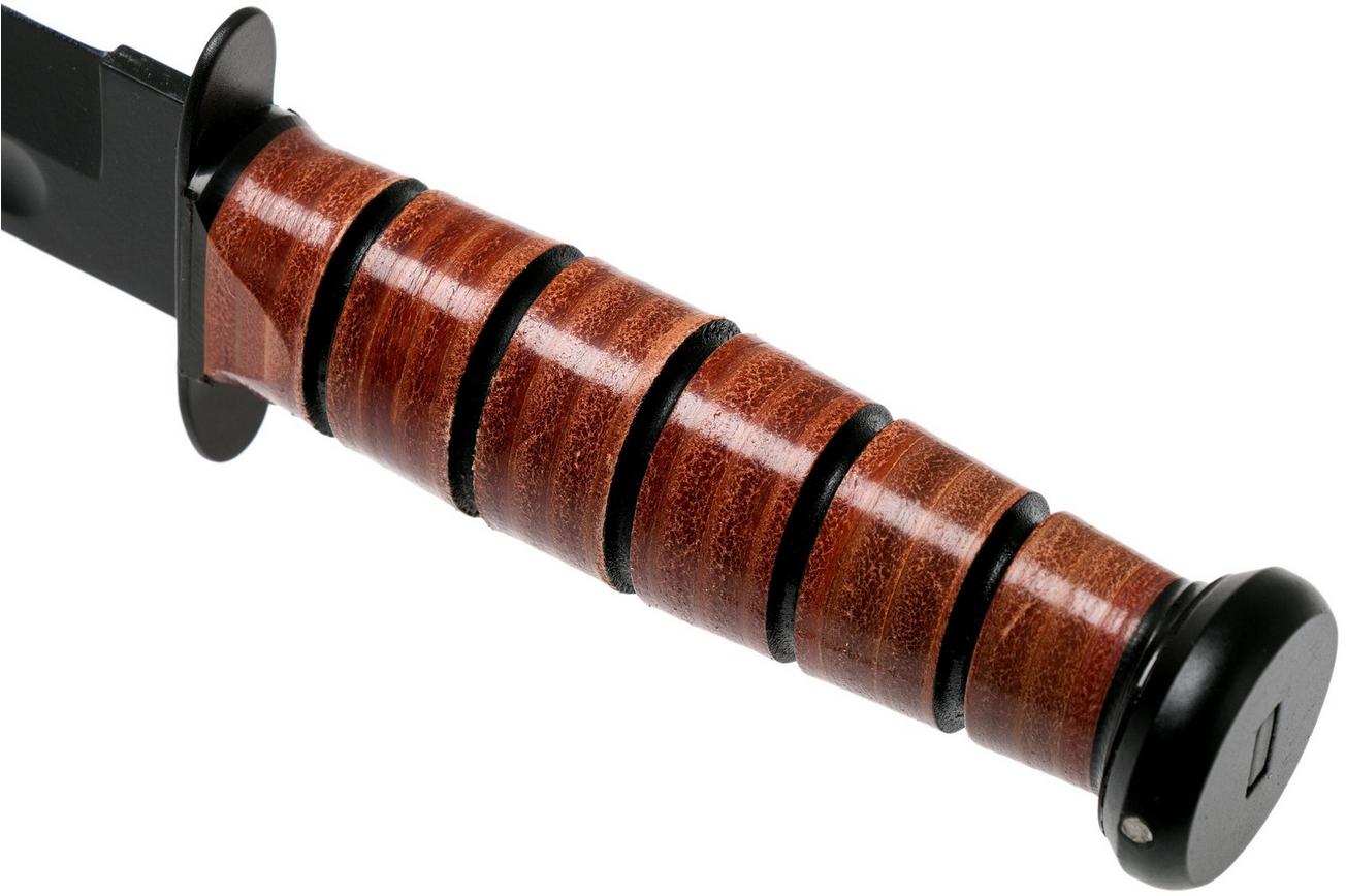 KA-BAR Single Mark 1320 plain edge, leer, lederen foedraal