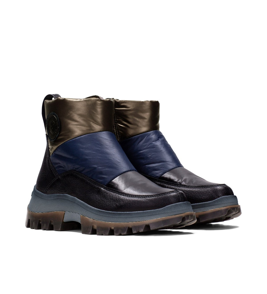 Botas de tornozelo Hispanitas Meryl em couro preto e azul marinho