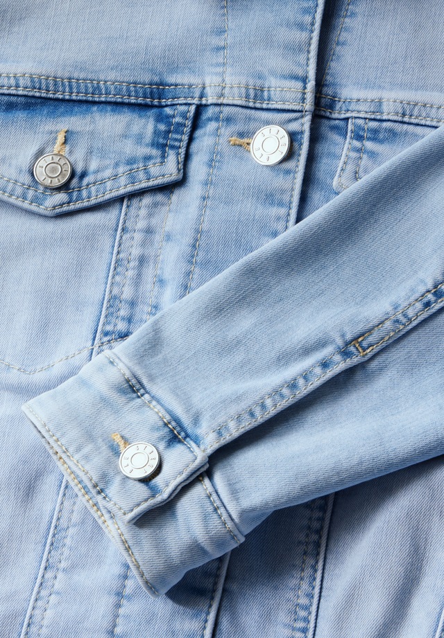 STREET ONE Jeansjacke ohne Kapuze im Bleached-Look und mit Knopfleiste