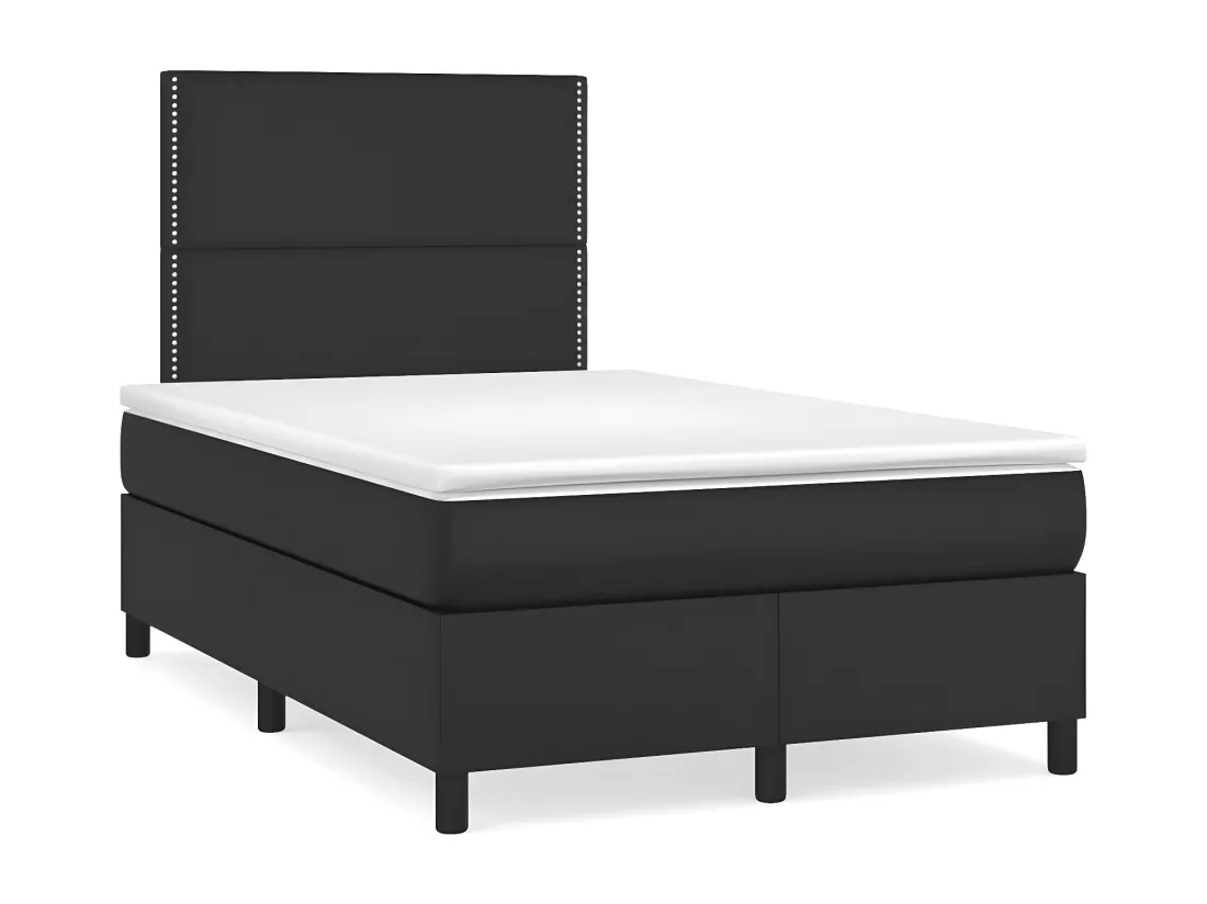 Sommier tapissier avec matelas Noir 120x200 cm Similicuir
