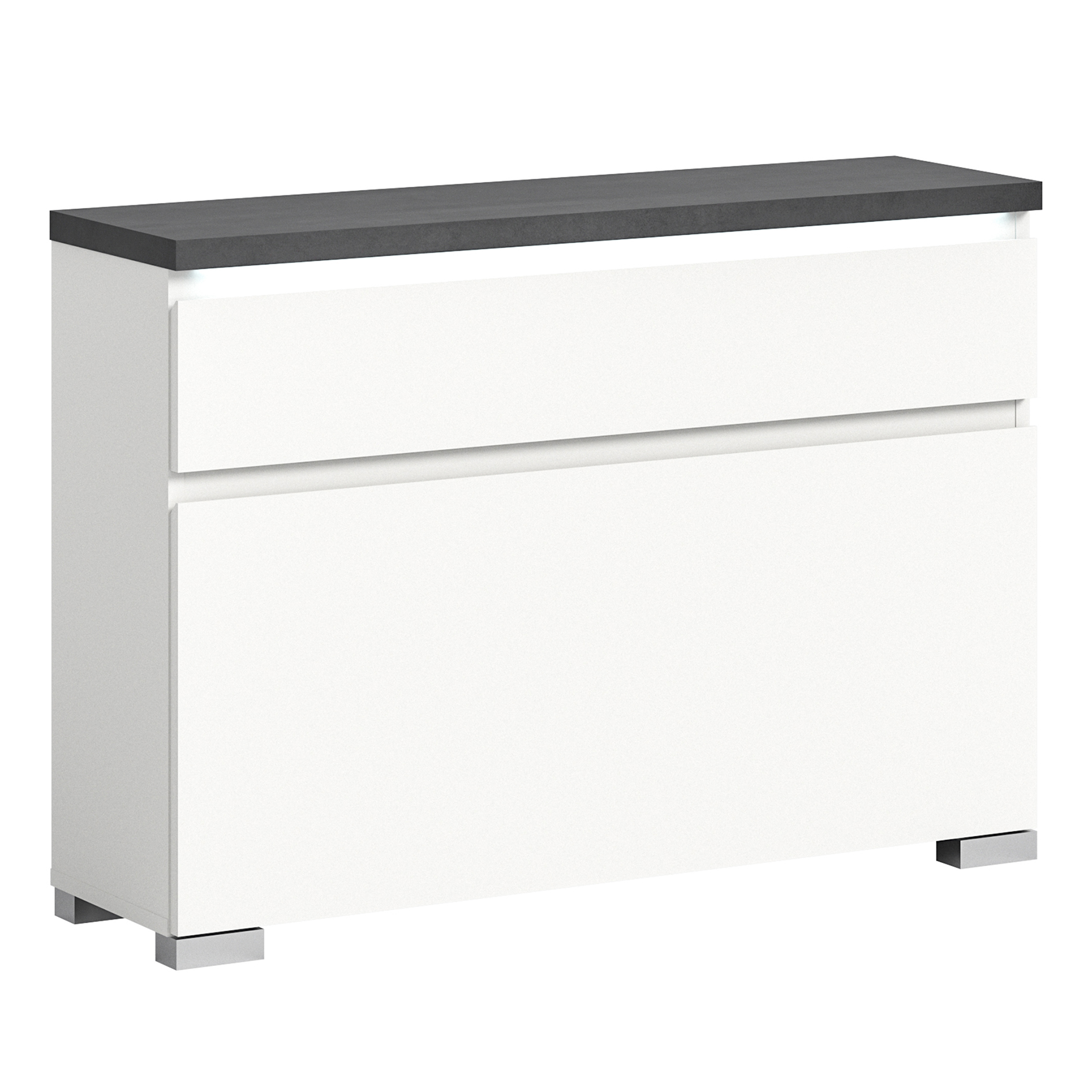 Schuhschrank SHOELOVE - weiß-Industrial grau - 95 cm