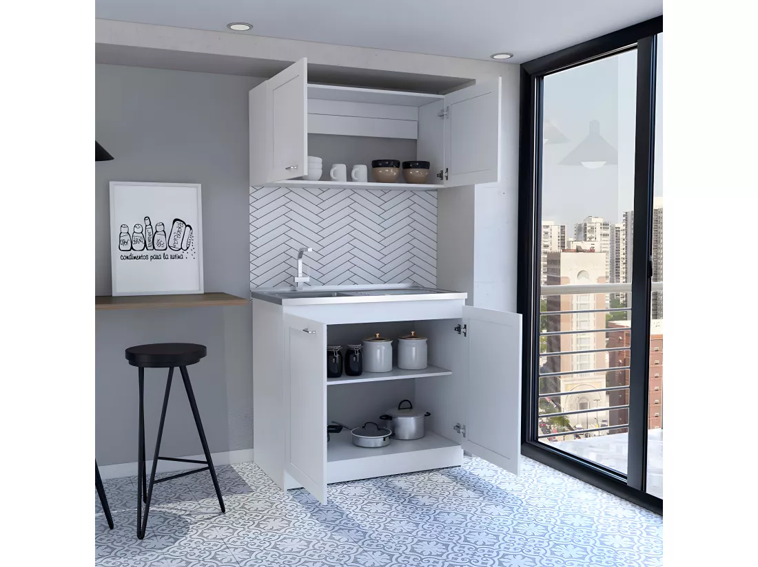 Set de Cocina Zurich, con Mueble Inferior y Superior Blanc