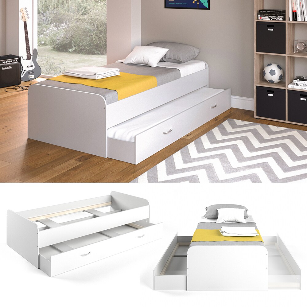 VitaliSpa Bett Enzo Jugendbett mit Gästeliege Funktionsbett 90x200 cm Weiß