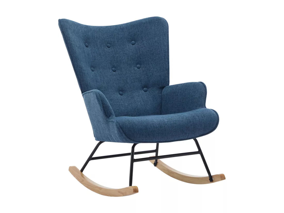Fauteuil à bascule en tissu chiné bleu ELMINA II