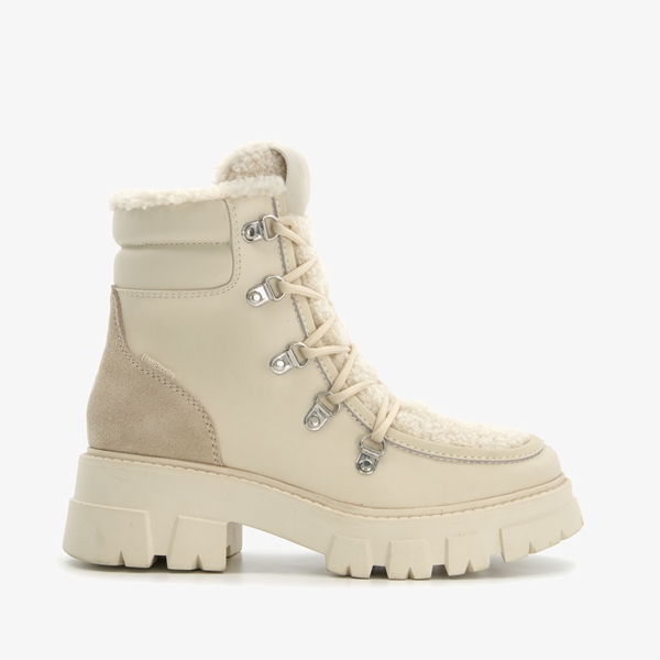 Hush Puppies gevoerde leren dames boots beige