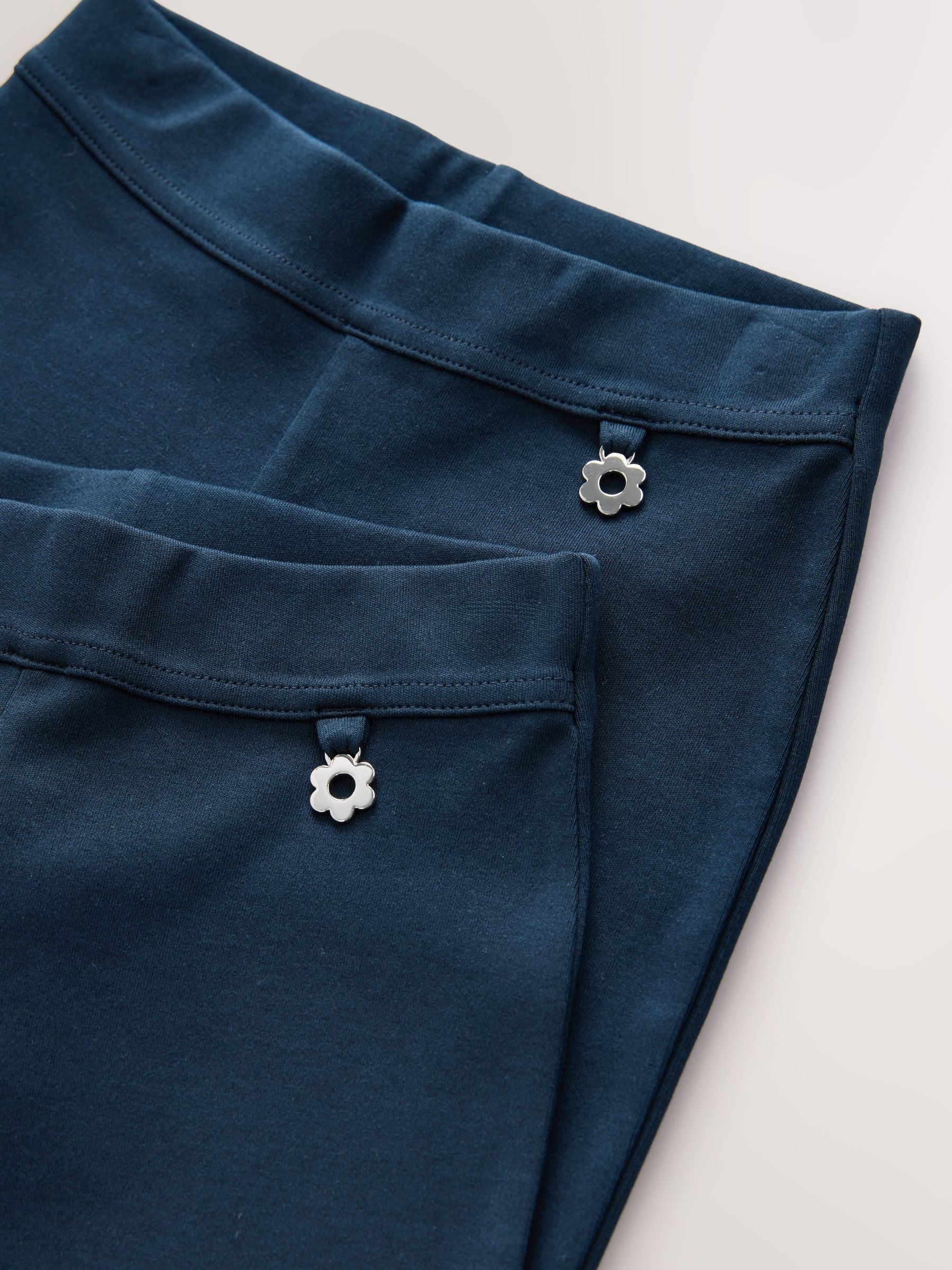 Donkerblauw - 2 schoolbroeken met hoog aandeel katoen, stretchy, bootcut en elastische tailleband (3-17jr)