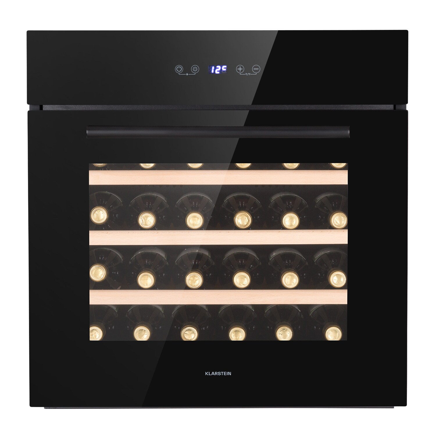Vinsider 30 Built-In Uno Einbau-Weinkühlschrank 30 Flaschen 77 Ltr Edelstahl Schwarz 30 Flaschen 1 Kühlzone
