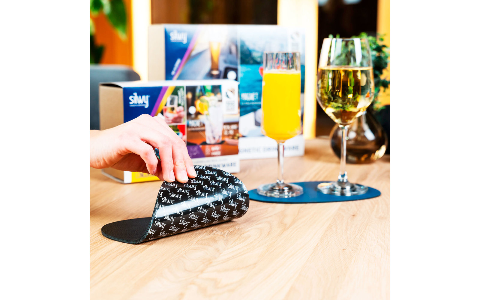 silwy® Metall Nano Gel Platzset Leder-Look 20 cm Blau