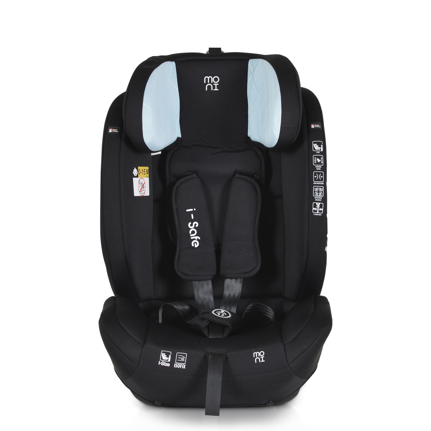 Moni Kindersitz i-Size i-Safe (76-150cm) Isofix, Top Tether, 13-fach verstellbar blau