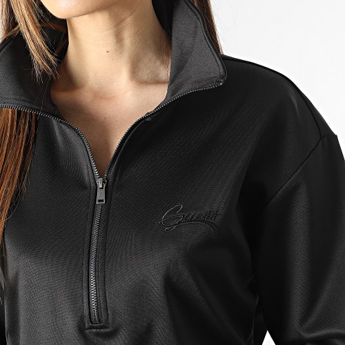 Sweat Col Zippé Crop Femme W3RQ12-KB7K2 Noir