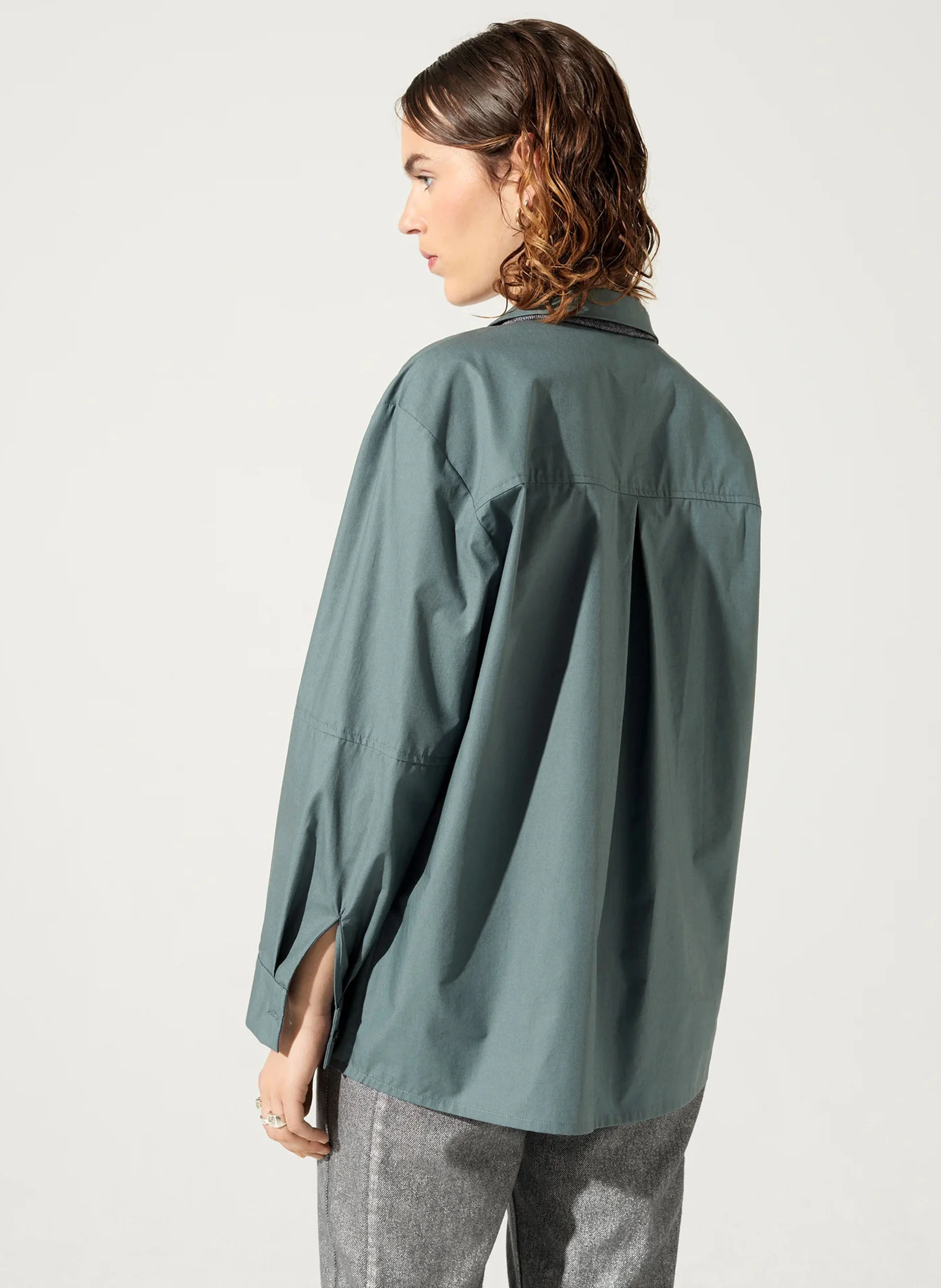 RON - Chemise ample col classique en coton bio | Bleu