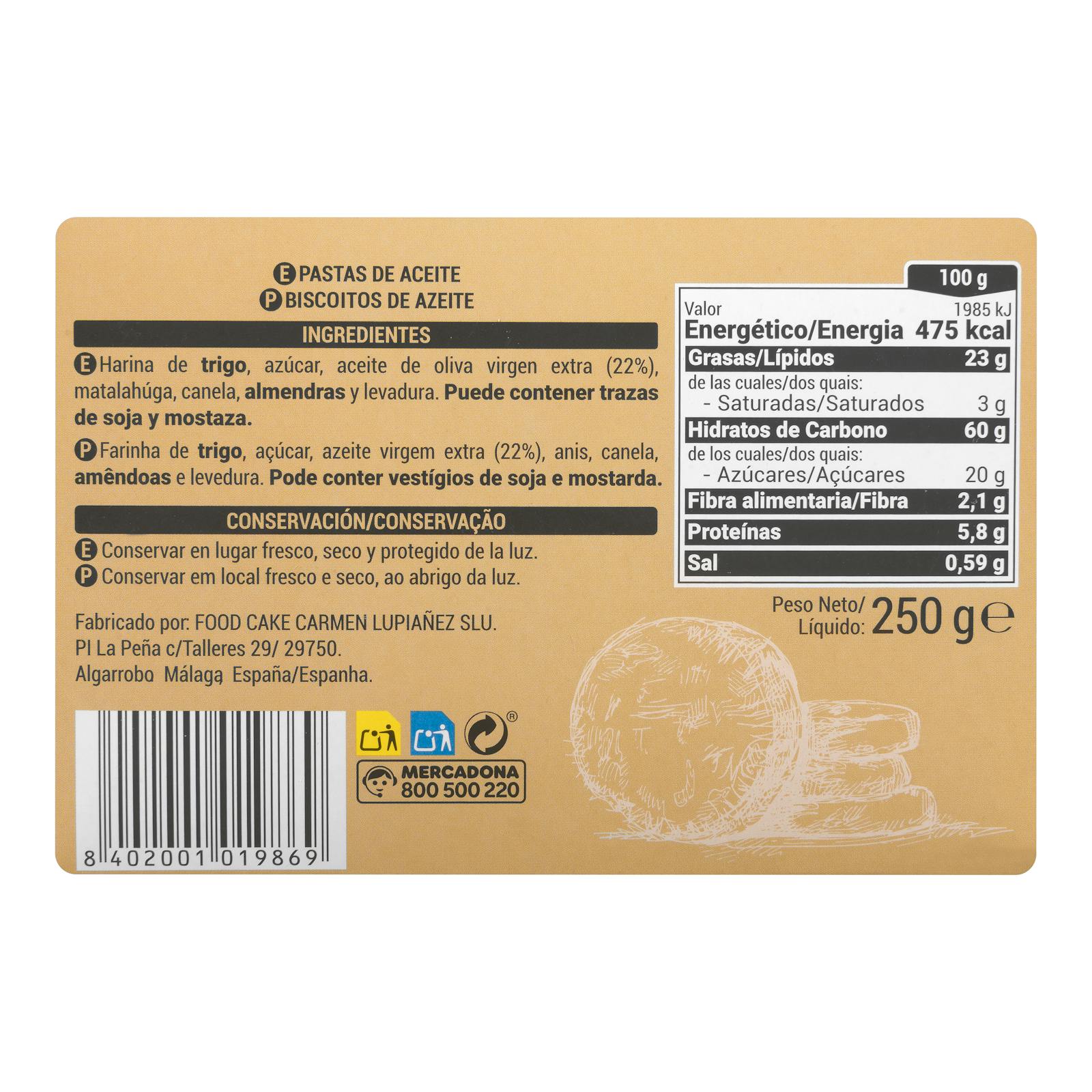Pâtes à l'huile Hacendado