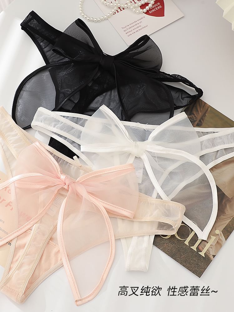 Pancherry - Koppelset: effen boxershort + string met strik
