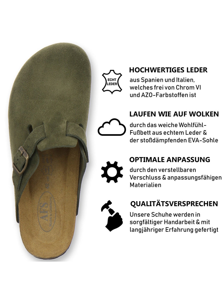 Clogs Herren Leder moos