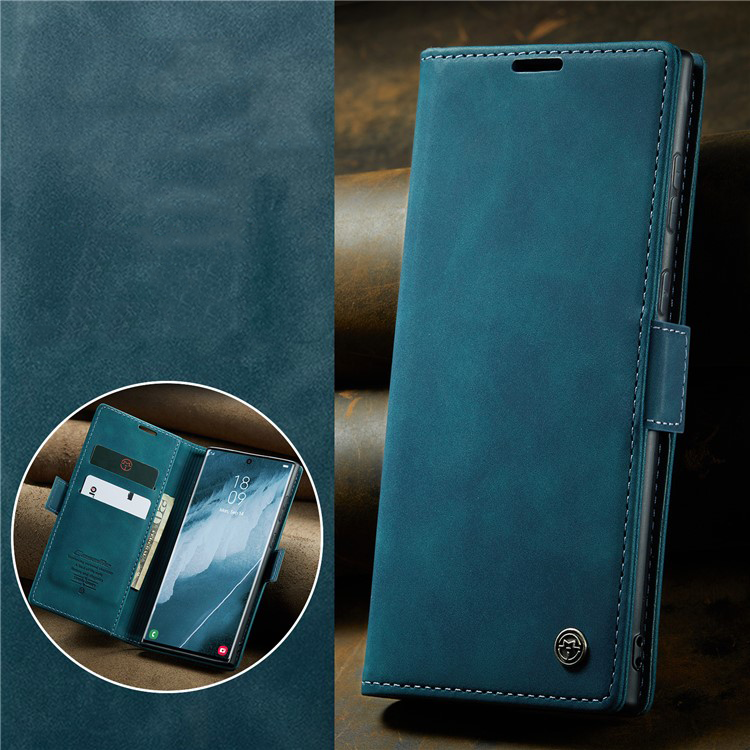 Samsung Galaxy S24 Ultra Leder Tasche Flip Wallet Etui mit Kartenfächern - Blaugrün