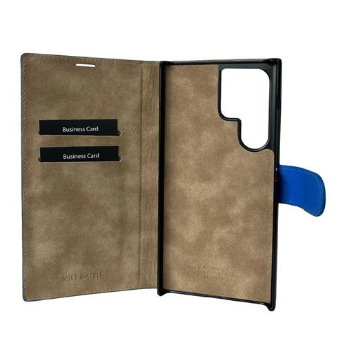 Samsung Galaxy S24 Ultra Echtleder Book Case Tasche Flip Cover Hand Made (MARCS24U-M15) - Blau