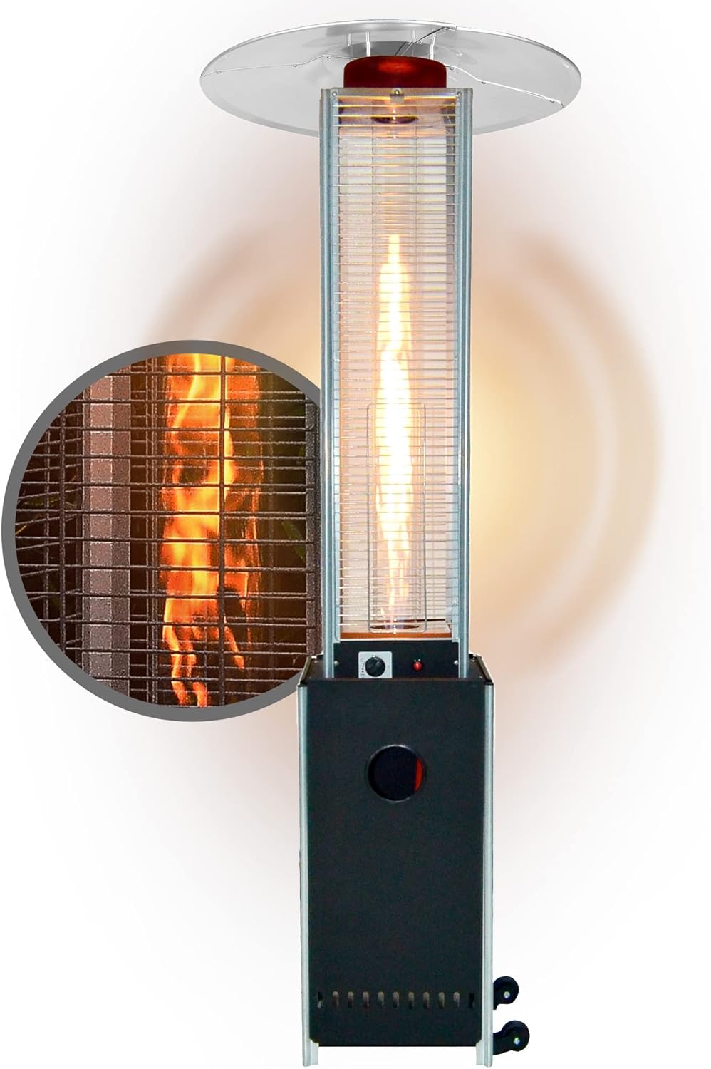 APANA Gasheizer 12,5kW Bellamente Cristal – Gas Heizpilz in Anthrazit mit Transportrollen – Terrassenheizer mit Umkippsicherung & Abschaltautomatik – Outdoor Heizstrahler für Garten & Balkon