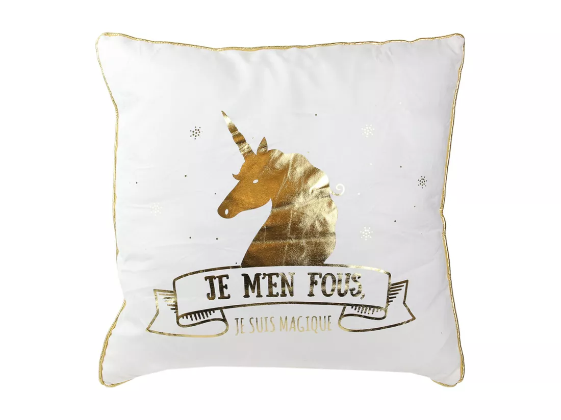 Coussin 40x40 cm LICORNE Or