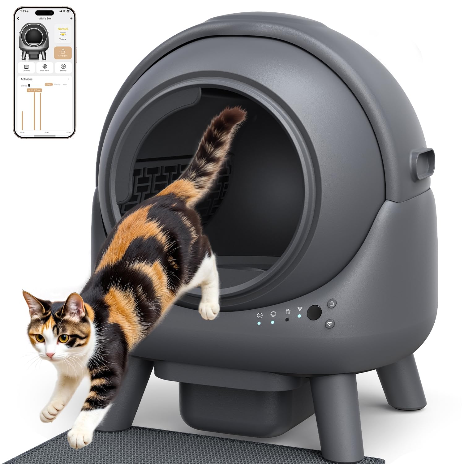 Litiere Chat Autonettoyante FEELNEEDY, Bac à Litière Automatique, Anti-Fuites/Anti-Pincement/Triple Anti-Odeur/Secure/Contrôle APP/Nettoyage Facile, C