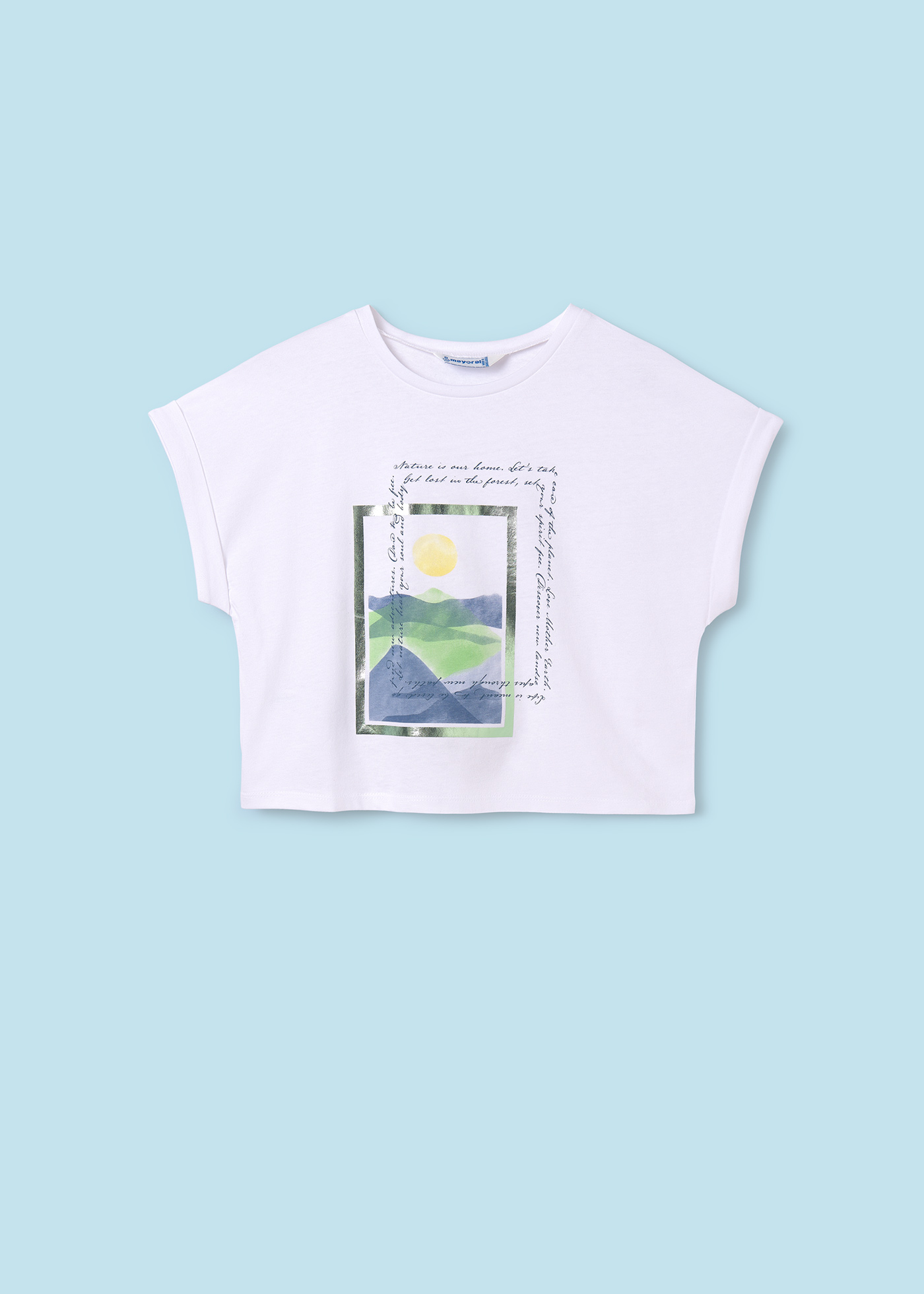 Camiseta estampada Better Cotton para meninas, branca