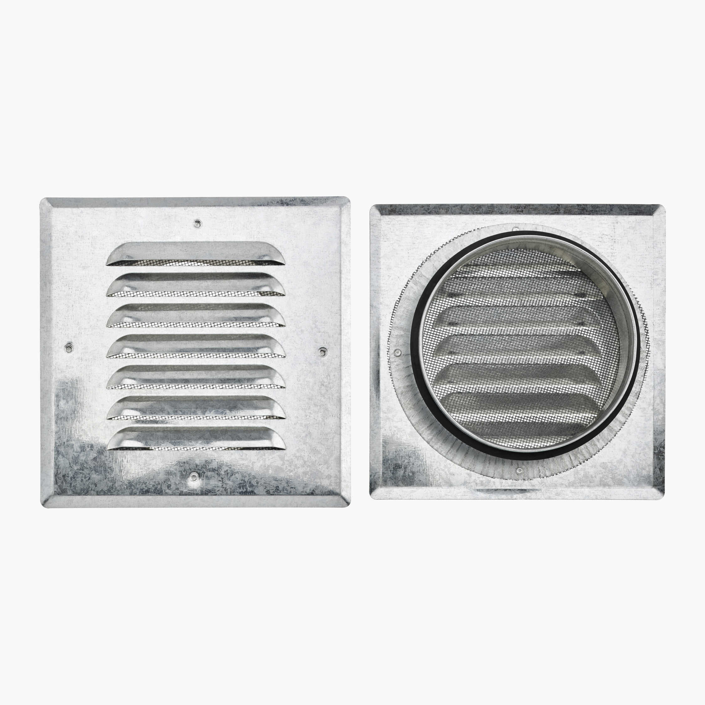 Ventilasjonsgitter, stusstilkobling, kvadratisk, 125 mm