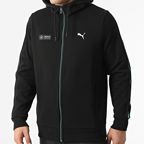Sweat Zippé Capuche Mercedes A Bandes AMG Petronas 533607 Noir