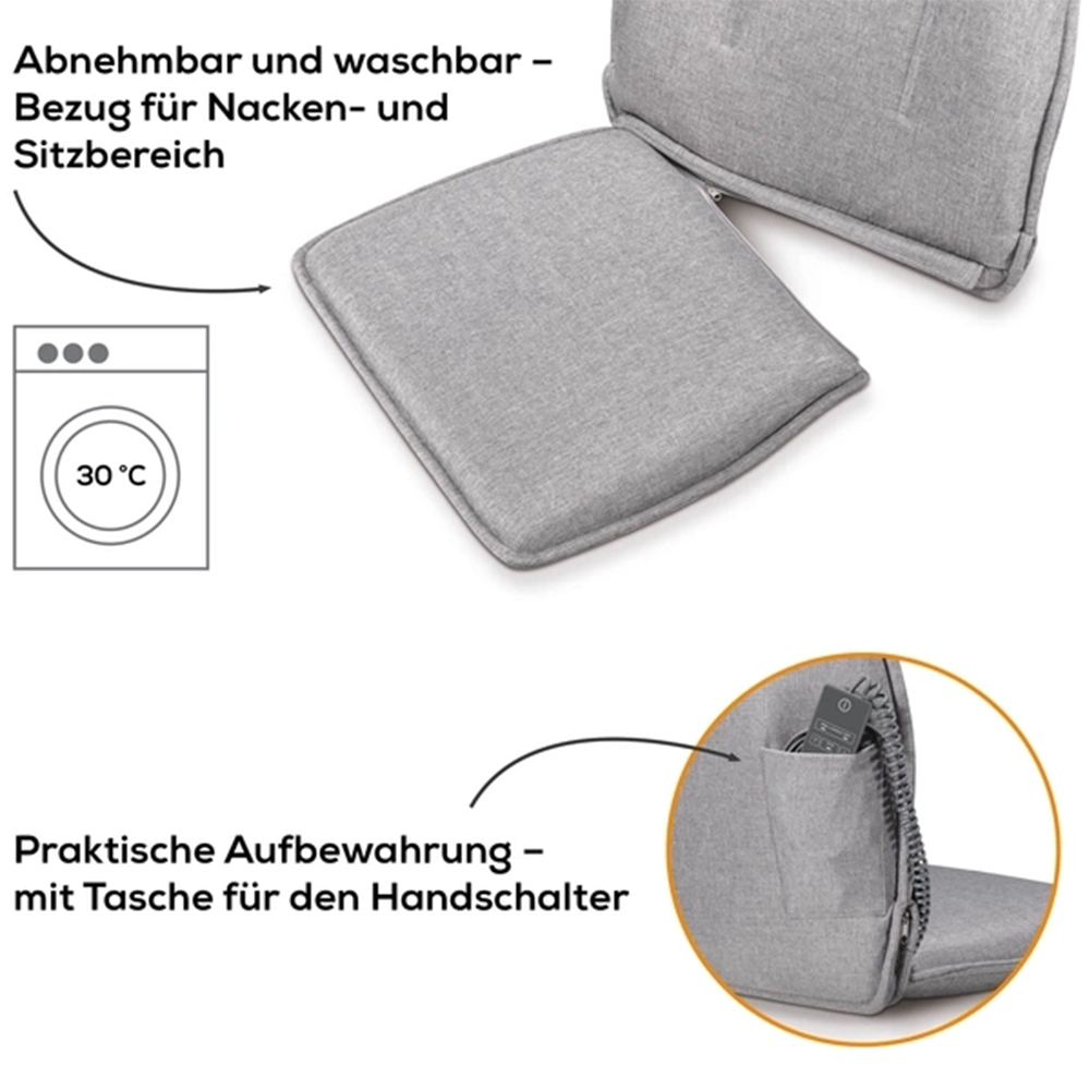 MG 330 Grey Shiatsu Massagesitzauflage Elektrischer Massage Sessel zur Entspannung (10039) - Grau