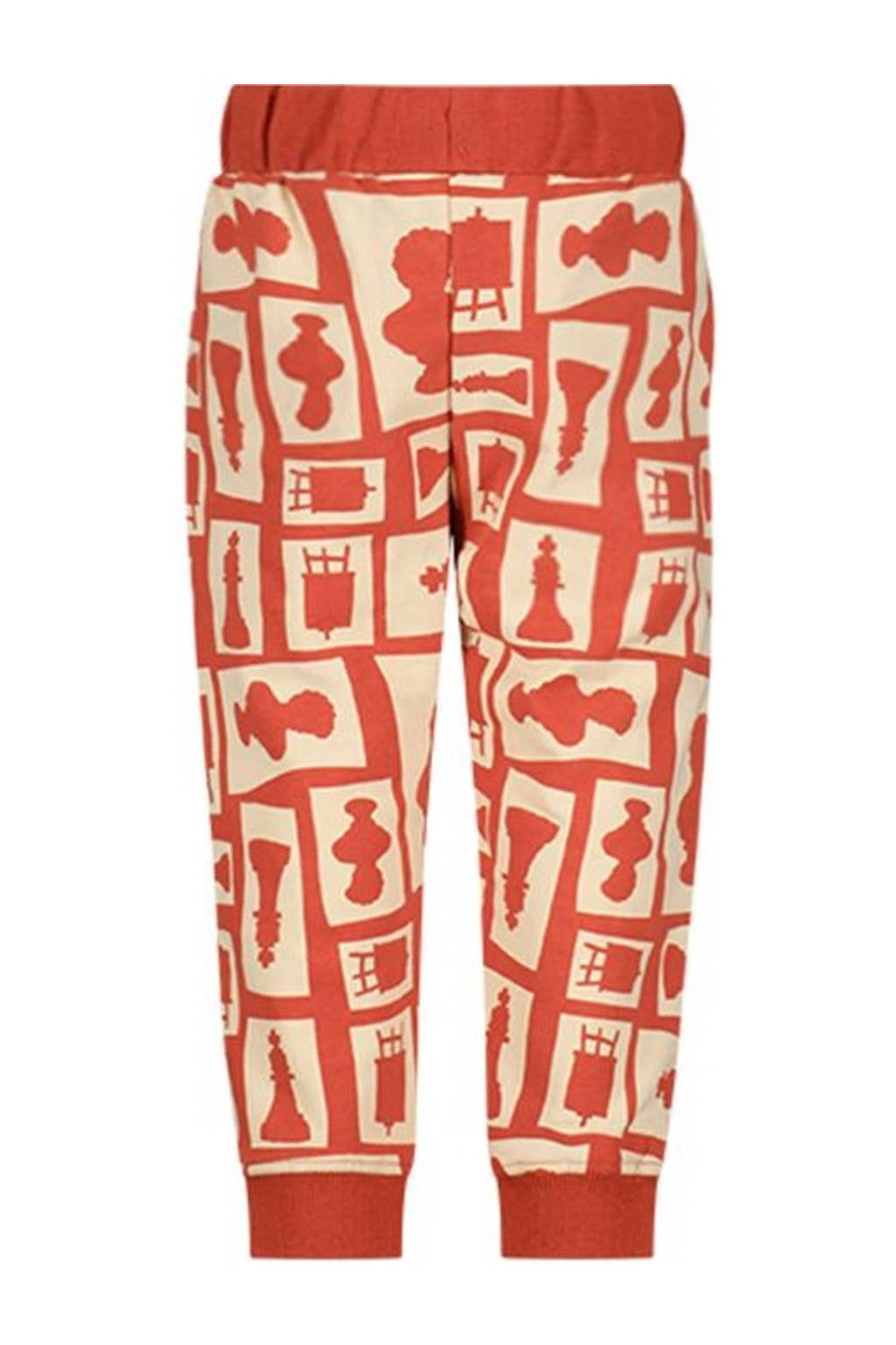 The New Chapter regular fit joggingbroek Jip met all over print rood/ecru
