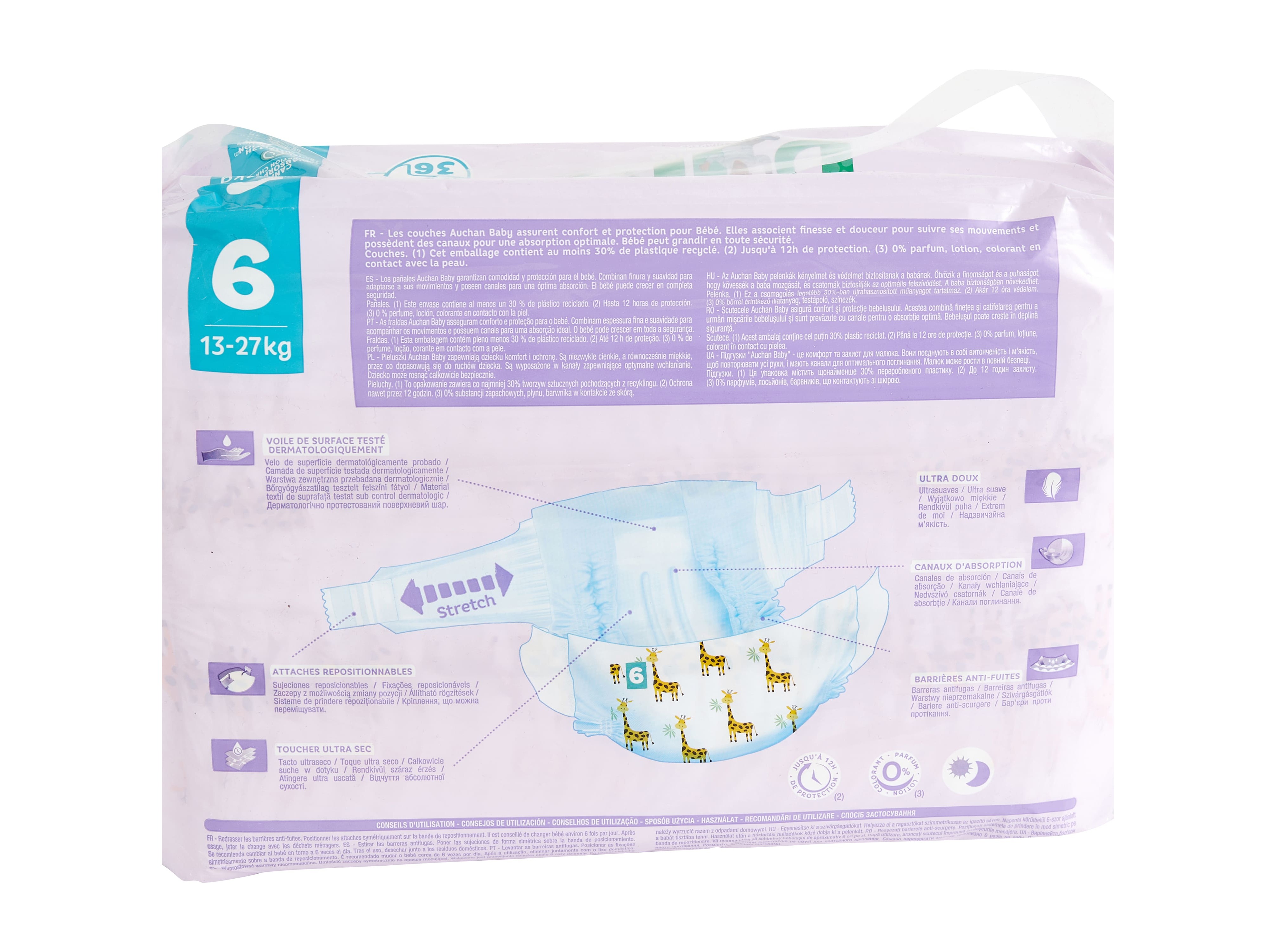 FRALDAS AUCHAN BABY T6 13-27KG 36UN