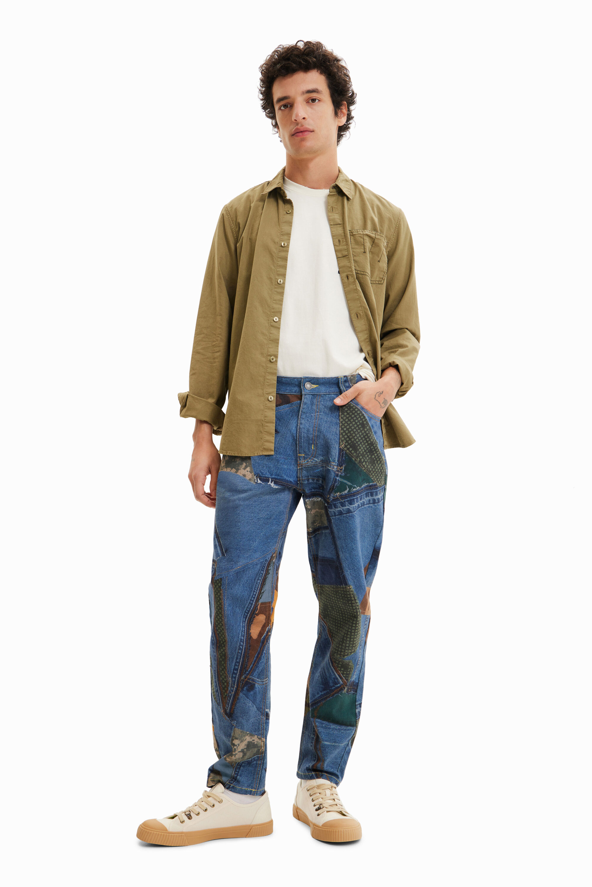 Jean décontracté patchwork