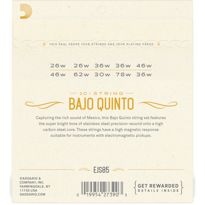 D'Addario EJS85 Bajo Quinto 10-string Set snaren voor bajo quinto