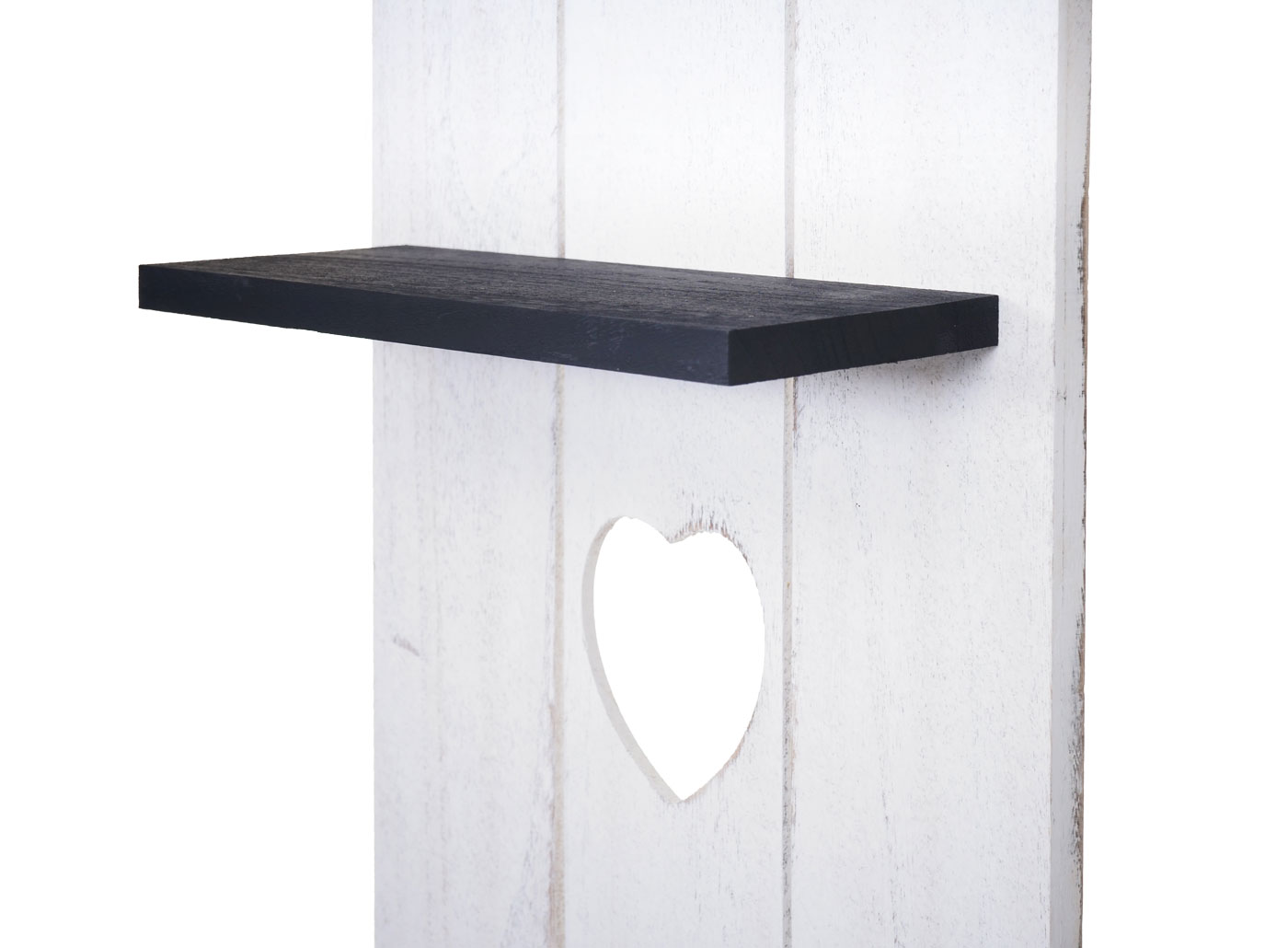 Wandregal MCW-C92, Wandpaneel Holzregal Regal, 3 Ebenen 150x33x13cm Massivholz Vintage ~ weiß/dunkelgrau shabby